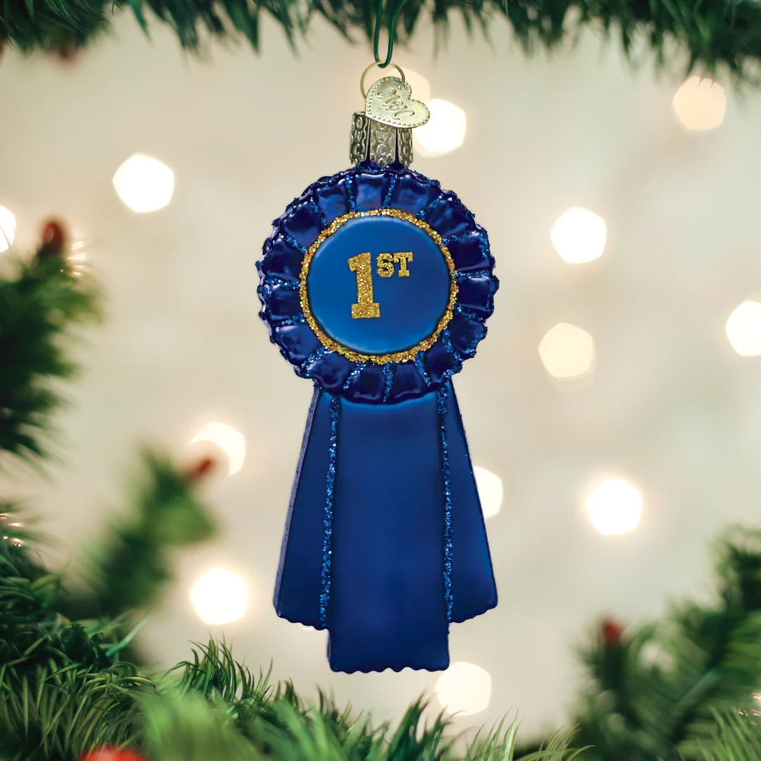 TheHolidayBarn.com Christmas Blue Ribbon Ornament 3 TheHolidayBarn.com Christmas Blue Ribbon Ornament