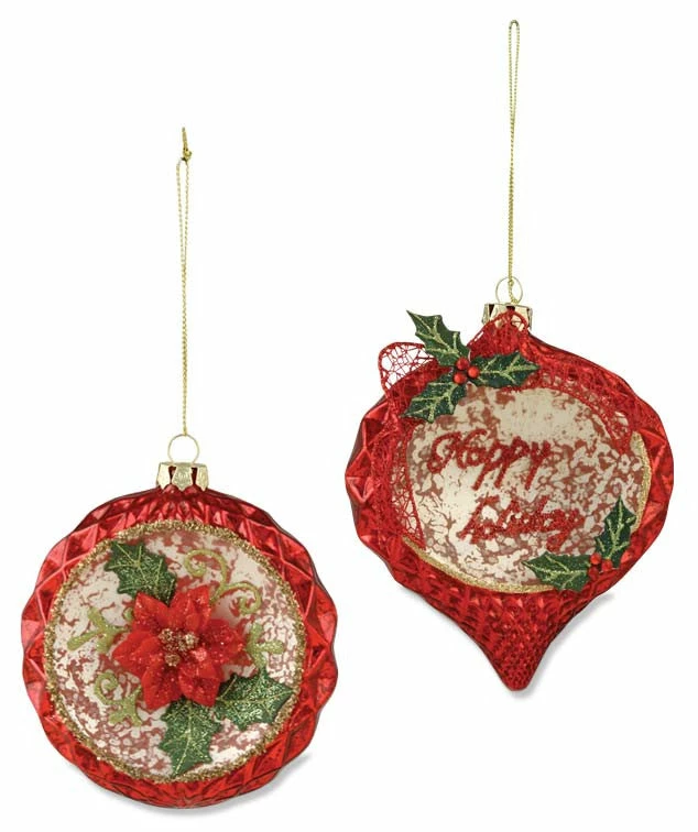 Bethany Lowe Poinsettia Glass Ornaments 3 Bethany Lowe Poinsettia Glass Ornaments