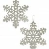 Bethany Lowe Large Platinum Glittered Snowflakes, 15"