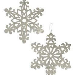 Bethany Lowe Large Platinum Glittered Snowflakes, 15"