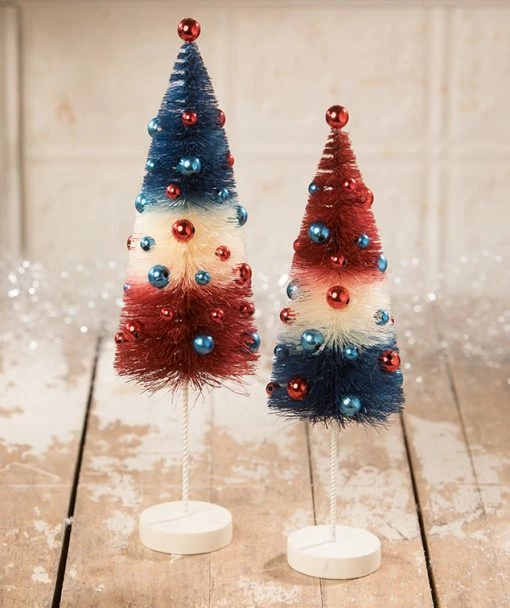 Bethany Lowe New! Americana Rocket Bottle Brush Trees 5 Bethany Lowe New! Americana Rocket Bottle Brush Trees