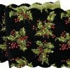 TheHolidayBarn.com April Cornell Quilted Holly Table Runner, Black