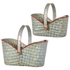 Raz Country Metal Baskets With Weave Pattern