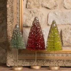 Bethany Lowe Jewel-Tide Bottle Brush Trees With Long Stem