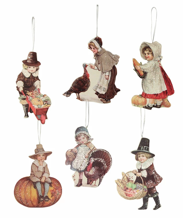 Bethany Lowe Thanksgiving Child Dummy Board Ornaments New! 3 Bethany Lowe Thanksgiving Child Dummy Board Ornaments New!