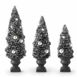 TheHolidayBarn.com Black & Silver Bottle Brush Trees In Urns
