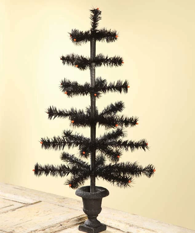 The Holiday Barn Bethany Lowe Black Feather Tree In Urn 3 The Holiday Barn Bethany Lowe Black Feather Tree In Urn