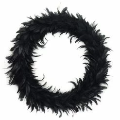 Zucker Halloween Black Feather Wreath - 22"