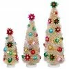 Raz Ivory Bottle Brush Trees With Foil Ornaments