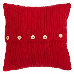 Raz Red Cable Knit Pillow New!