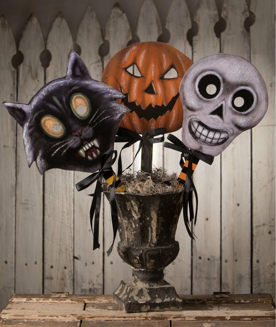 Bethany Lowe New! Spooky Halloween Mask Trio 3 Bethany Lowe New! Spooky Halloween Mask Trio