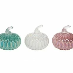 TheHolidayBarn.com Diamond Pattern Pastel Glass Pumpkins New!