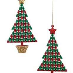 Katherine's Collection Diamond Pattern Retro Christmas Tree Ornaments