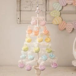 Bethany Lowe Blue Cracked Egg Basket Ornaments, Set Of 6 New!