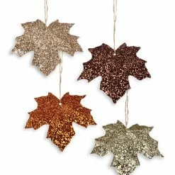 Bethany Lowe Elegant Glitter Leaf Ornaments