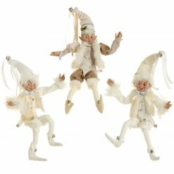 Raz Winter White Posable Elves, 16" 5 Raz Winter White Posable Elves, 16