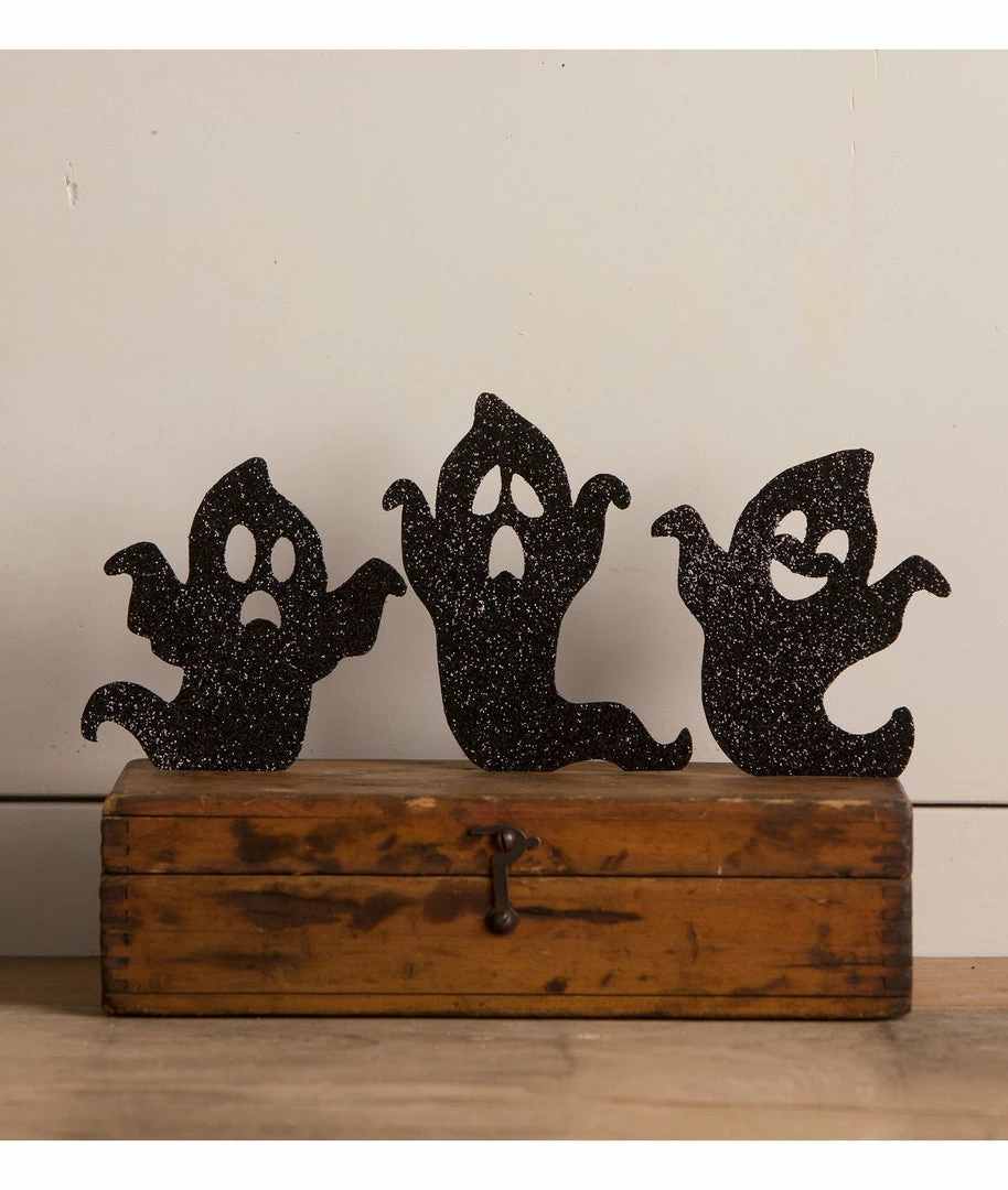 Bethany Lowe Ghoulish Ghost Silhouettes With Black Glitter 4 Bethany Lowe Ghoulish Ghost Silhouettes With Black Glitter