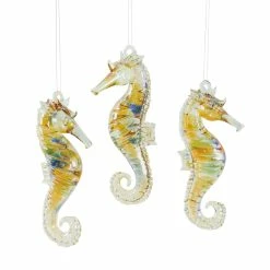 TheHolidayBarn.com Christmas Art Glass Seahorse Ornaments