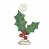 Bethany Lowe Glittered Holly Leaf Placecard Holder