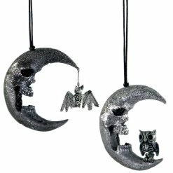 Katherine's Collection Glittered Skull Moon Ornaments