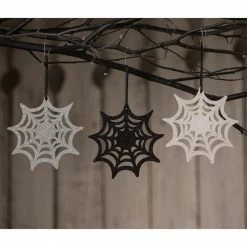 Bethany Lowe Glittered Spiderweb Ornaments