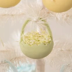 Bethany Lowe New! Green Cracked Egg Basket Ornaments, Set Of 6
