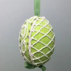 TheHolidayBarn.com New! Green Sugar Lattice Egg Ornament