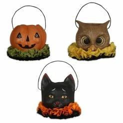 Bethany Lowe New! Halloween Pals Mini Bucket Ornaments