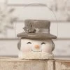 Bethany Lowe Happy Snowman Bucket, Platinum