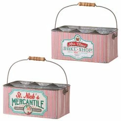 Raz Mr. & Mrs. Claus Divided Christmas Buckets