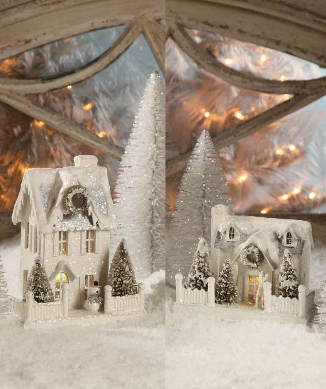 Bethany Lowe Ivory Cottages Medium - Putz Christmas Houses 3 Bethany Lowe Ivory Cottages Medium - Putz Christmas Houses