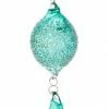 TheHolidayBarn.com Jim Marvin Light Turquoise Beaded Glass Teardrop, 19" New!