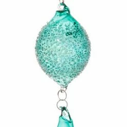 TheHolidayBarn.com Jim Marvin Light Turquoise Beaded Glass Teardrop, 19" New!