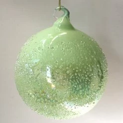 Winward New! Jim Marvin Light Green Beaded Art Glass Ornaments