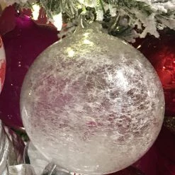 TheHolidayBarn.com Jim Marvin Snow Ball Ice Glass Ornaments, Set Of 6