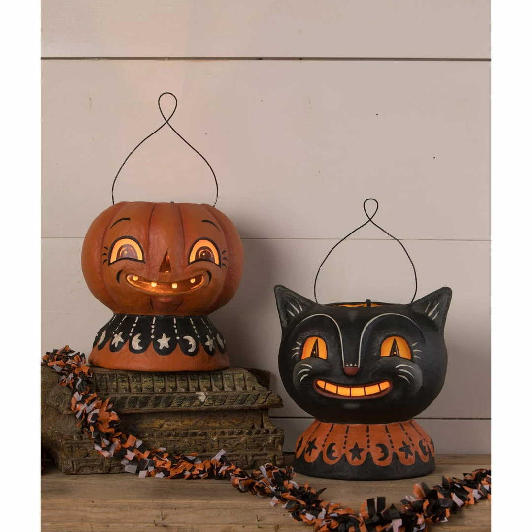 Bethany Lowe New! Magic Catty Jack Lantern, Paper Mache 4 Bethany Lowe New! Magic Catty Jack Lantern, Paper Mache