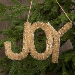 Ragon House Joy Ornament / Sign, Natural Bottle Brush
