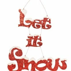 Bethany Lowe New! Let It Snow Glittered Tin Sign