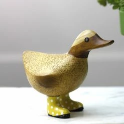 Dcuk Wooden Duck With Yellow Welly Boots, Small
