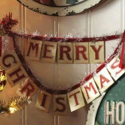 Raz New! Vintage Merry Christmas Banner