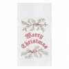 TheHolidayBarn.com New! Merry Christmas & Holly Embroidered Kitchen Towel