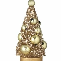 Bethany Lowe Mini Gold Bottle Brush Trees, Set Of 6 New!