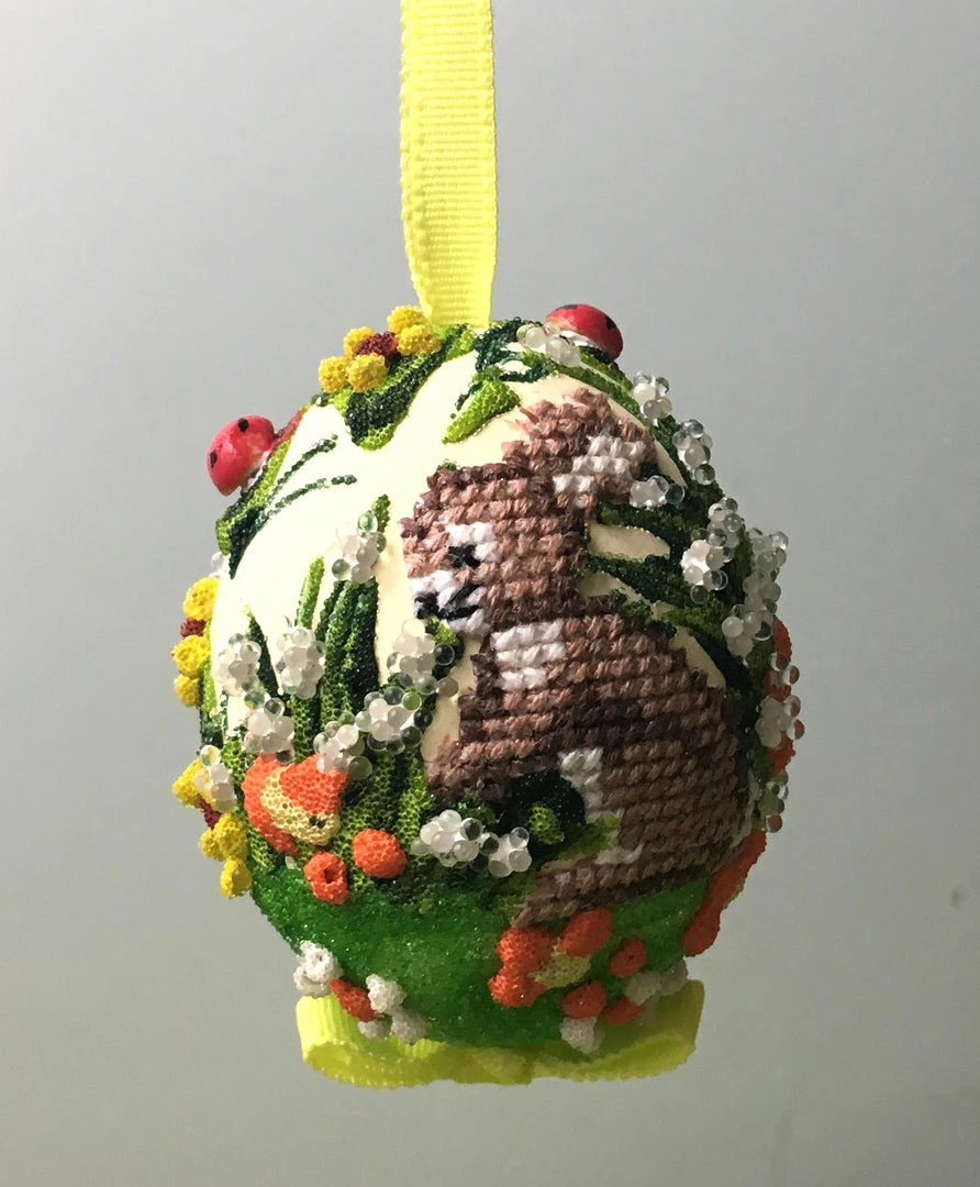 TheHolidayBarn.com Needlepoint Bunny Egg Ornament, Yellow New! 3 TheHolidayBarn.com Needlepoint Bunny Egg Ornament, Yellow New!