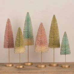 Bethany Lowe Pastel Bottle Brush Trees With Long Stems New!