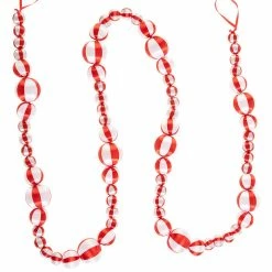 Raz Peppermint Ball Garland, Satin Silk Wrap