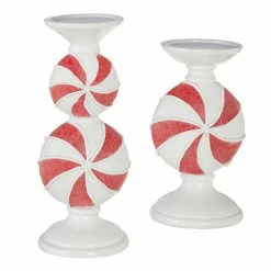 Raz Peppermint Candy Candle Holders