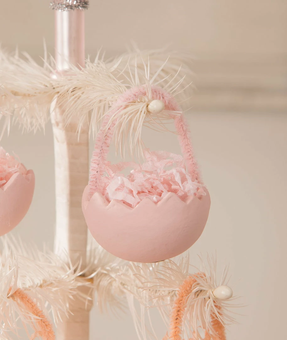 Bethany Lowe Pink Cracked Egg Basket Ornaments, Set Of 6 New! 3 Bethany Lowe Pink Cracked Egg Basket Ornaments, Set Of 6 New!