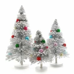 Cody Foster New! Powdered Snow Covered Bristle Trees With Multi Color Balls