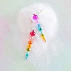 Glitterville New! Rainbow Glass Bubble Finial Ornaments