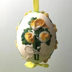 TheHolidayBarn.com Yellow Flower Bouquet Egg Ornament